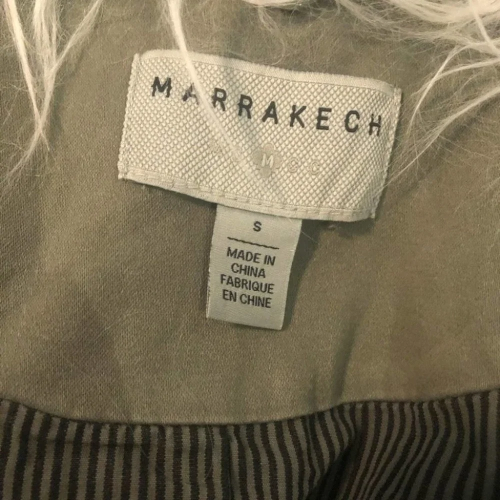 ANTHROPOLOGIE Marrakech Army Green Faux Fur Collared Cadet Jacket Small NEW - Picture 8 of 16